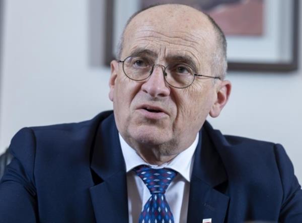 Polish Foreign Minister Zbigniew Rau speaks during an interview with Yo<em></em>nhap News Agency held at a hotel in Seoul on March, 15, 2023. (Yonhap)