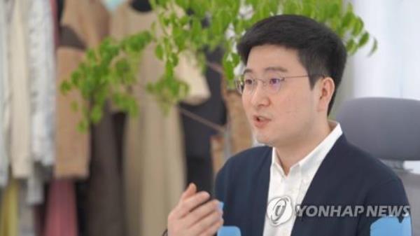 Shin Ki-young, CEO of Designovel, speaks during an interview with Yo<em></em>nhap News Agency in Seoul on March 13, 2023. (Yonhap)