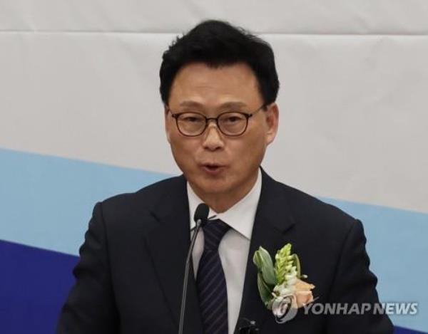 Rep. Park Kwang-on, the newly elected floor leader of the main opposition Democratic Party (DP), speaks at the Natio<em></em>nal Assembly on April 28, 2023. (Yonhap) 