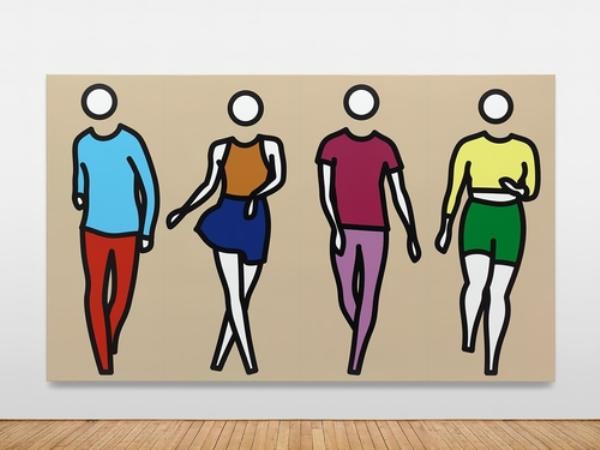 British pop artist Julian Opie's painting of dancing people, 