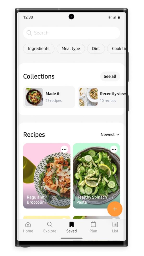 This screenshot, provided by Samsung Electro<em></em>nics Co. on Aug. 24, 2023, shows the food platform Samsung Food. (PHOTO NOT FOR SALE) (Yonhap)