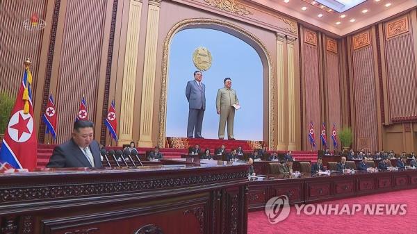 This image, captured from footage of North Korea's state-run Korean Central Television on Sept. 9, 2022, shows North Korean leader Kim Jong-un (L) speaking at the seventh session of the 14th Supreme People's Assembly the previous day. (For Use o<em></em>nly in the Republic of Korea. No Redistribution) (Yonhap)