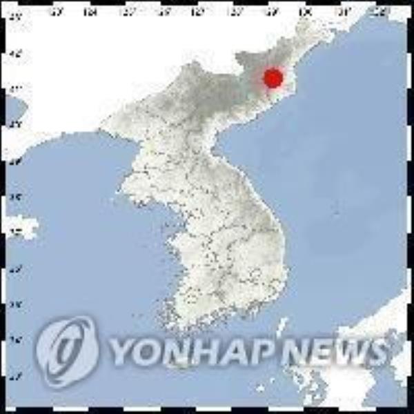 This is a photo capture from the United States Geological Survey website, which shows the position of Punggye-ri (red mark), a North Korean nuclear test site in Kilju, North Hamgyong Province. (PHOTO NOT FOR SALE) (Yonhap)