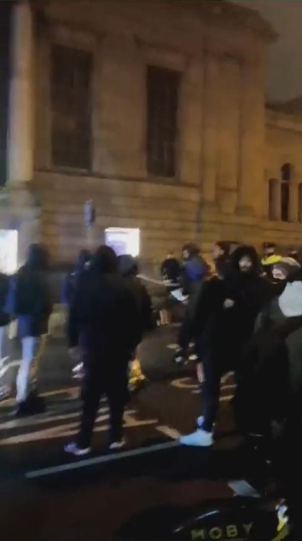 Many of the protestors had masks and hoods covering their faces
