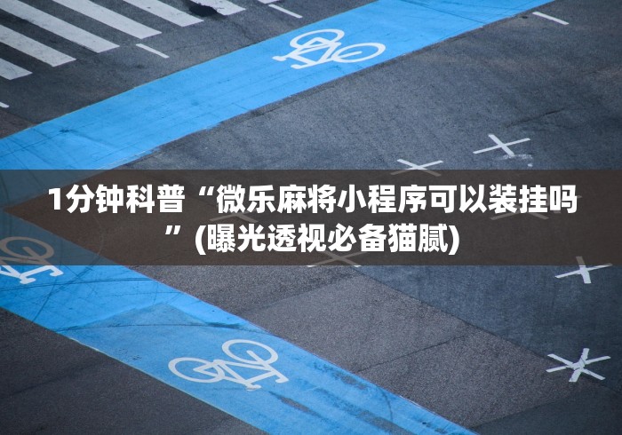 1分钟科普“微乐麻将小程序可以装挂吗”(曝光透视必备猫腻)