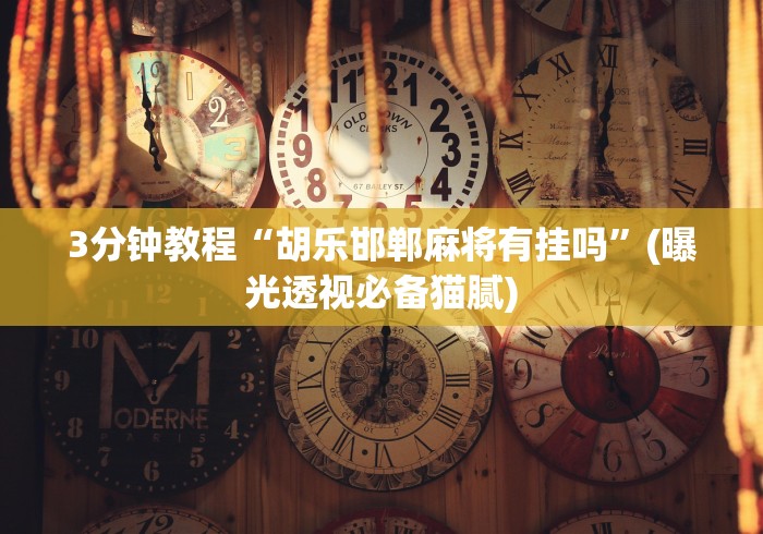 3分钟教程“胡乐邯郸麻将有挂吗”(曝光透视必备猫腻)