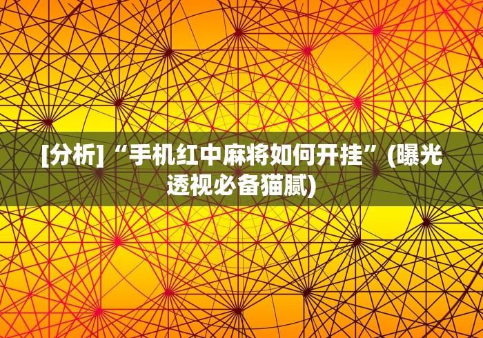 [分析]“手机红中麻将如何开挂”(曝光透视必备猫腻)