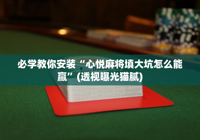 必学教你安装“心悦麻将填大坑怎么能赢”(透视曝光猫腻) 必学教你安装“心悦麻将填大坑怎么能赢”(透视曝光猫腻)