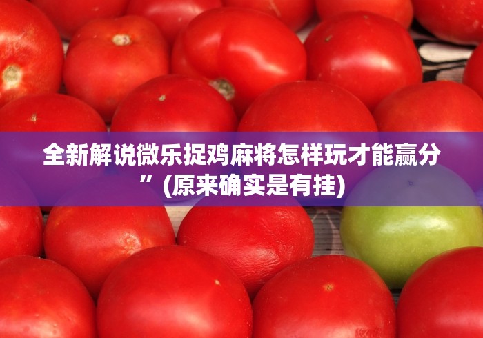 全新解说微乐捉鸡麻将怎样玩才能赢分”(原来确实是有挂) 全新解说微乐捉鸡麻将怎样玩才能赢分”(原来确实是有挂)