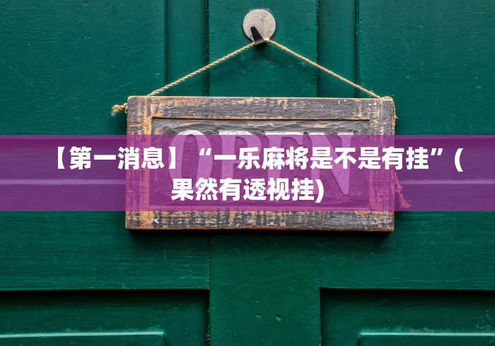 【第一消息】“一乐麻将是不是有挂”(果然有透视挂)