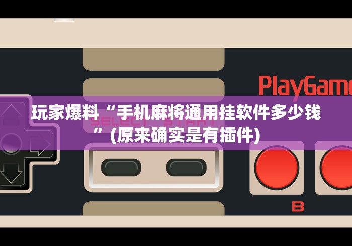 玩家爆料“手机麻将通用挂软件多少钱”(原来确实是有插件)