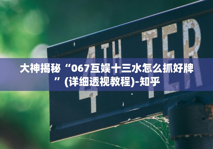 大神揭秘“067互娱十三水怎么抓好牌”(详细透视教程)-知乎
