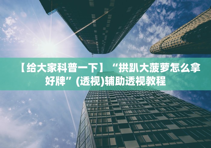 【给大家科普一下】“拱趴大菠萝怎么拿好牌”(透视)辅助透视教程