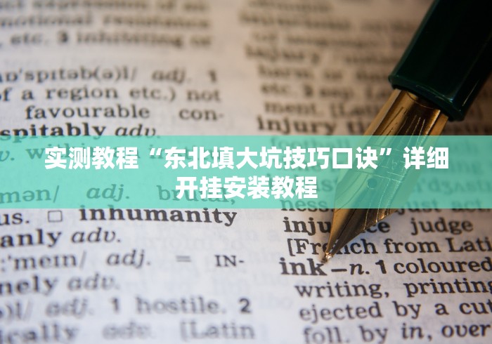 实测教程“东北填大坑技巧口诀”详细开挂安装教程