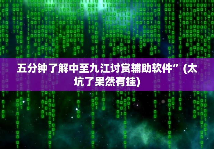 五分钟了解中至九江讨赏辅助软件”(太坑了果然有挂)