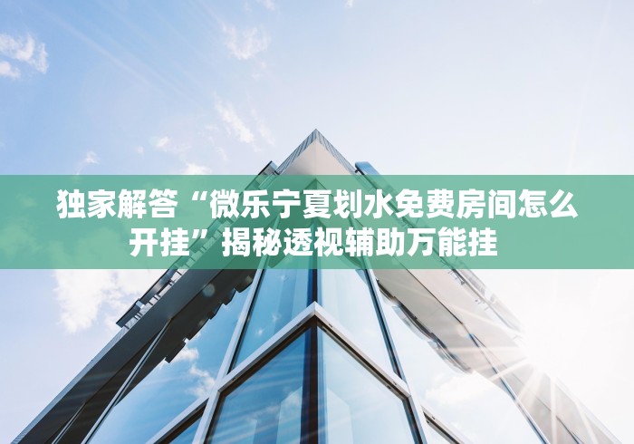 独家解答“微乐宁夏划水免费房间怎么开挂”揭秘透视辅助万能挂 
