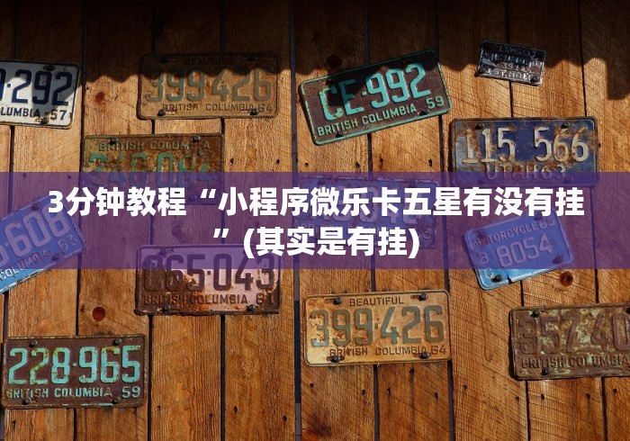 3分钟教程“小程序微乐卡五星有没有挂	”(其实是有挂)