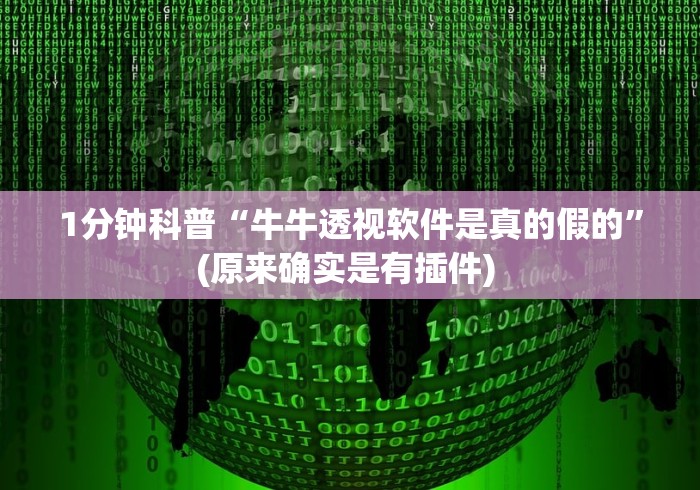 1分钟科普“牛牛透视软件是真的假的	”(原来确实是有插件) 