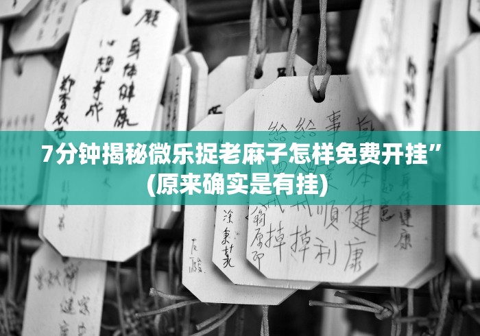 7分钟揭秘微乐捉老麻子怎样免费开挂”(原来确实是有挂) 